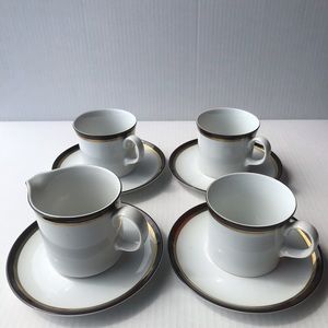 Vintage Mikasa Elegance 3 Coffee /Tea Cups,4 Saucers & 1 Creamer. Fine Porcela…